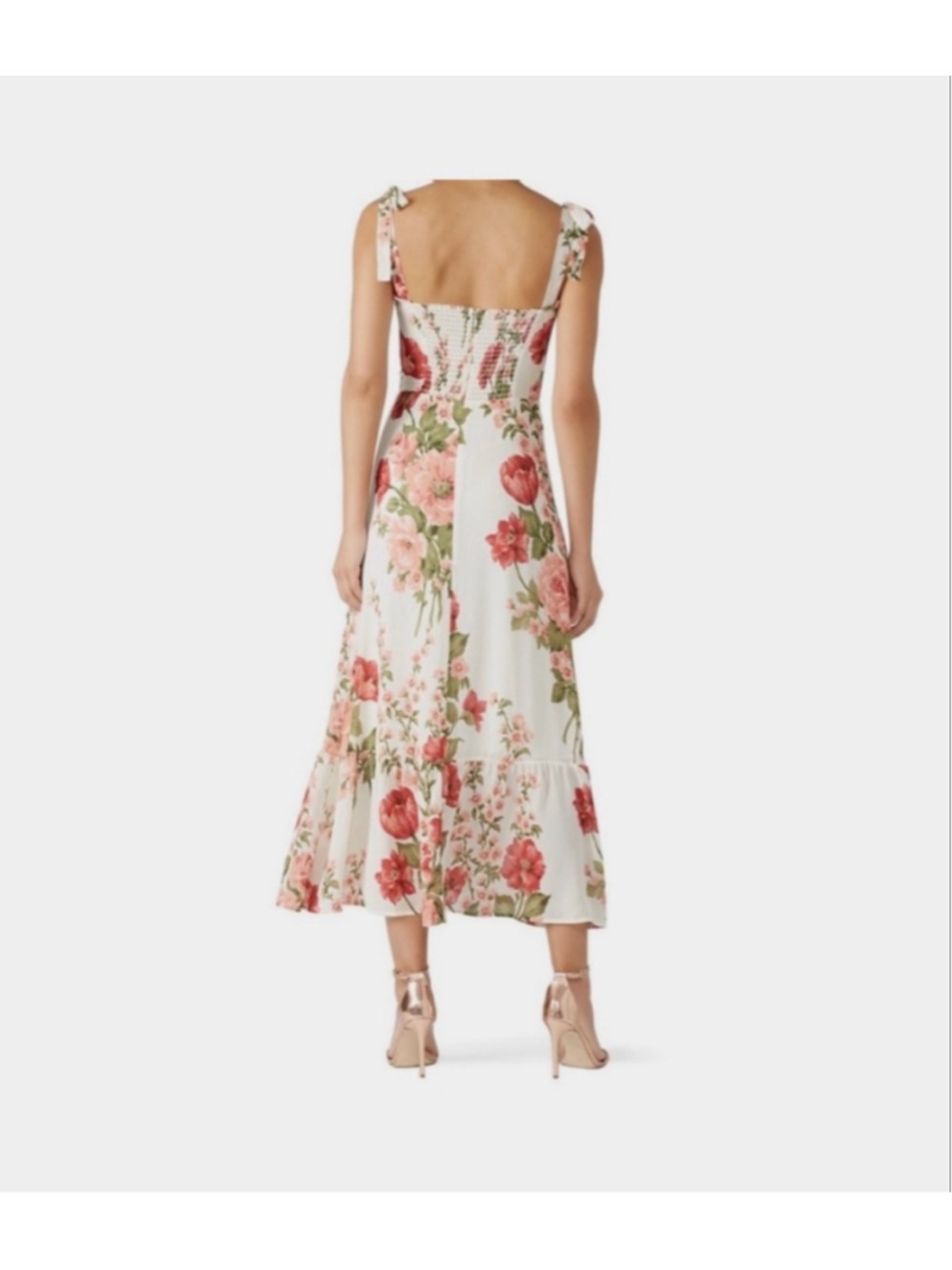 Reformation Nikita Etienne Floral Midi Dress Size 2 Tie Strap Cottagecore - Picture 3 of 13